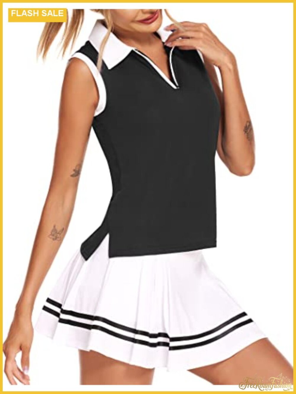 Women Sleeveless Golf Polo Shirt UPF 50+ Zip V Neck Tennis Tank Top